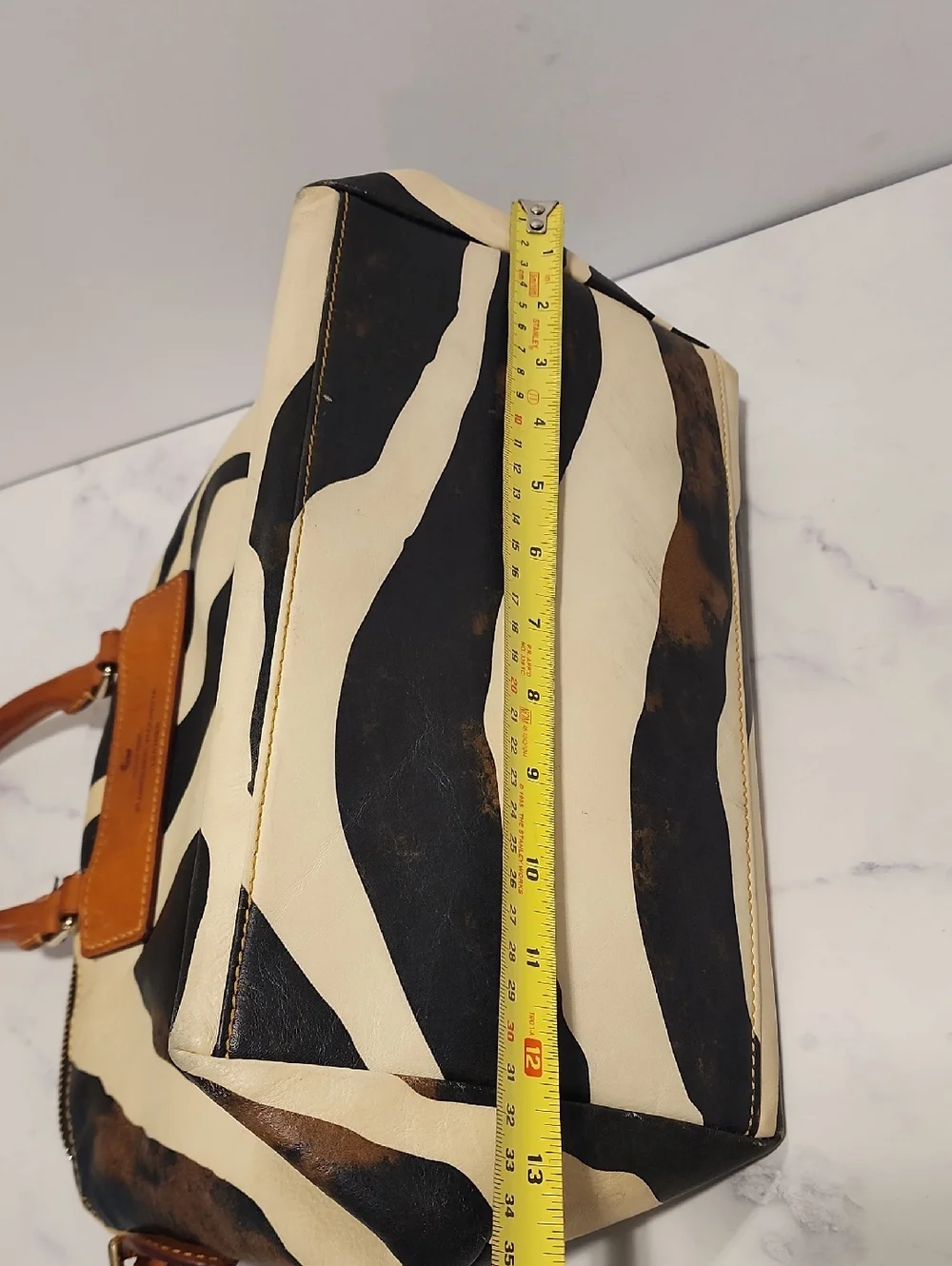 Dooney & Bourke Florentine Vacchetta Vintage Zebra Print Leather  Purse